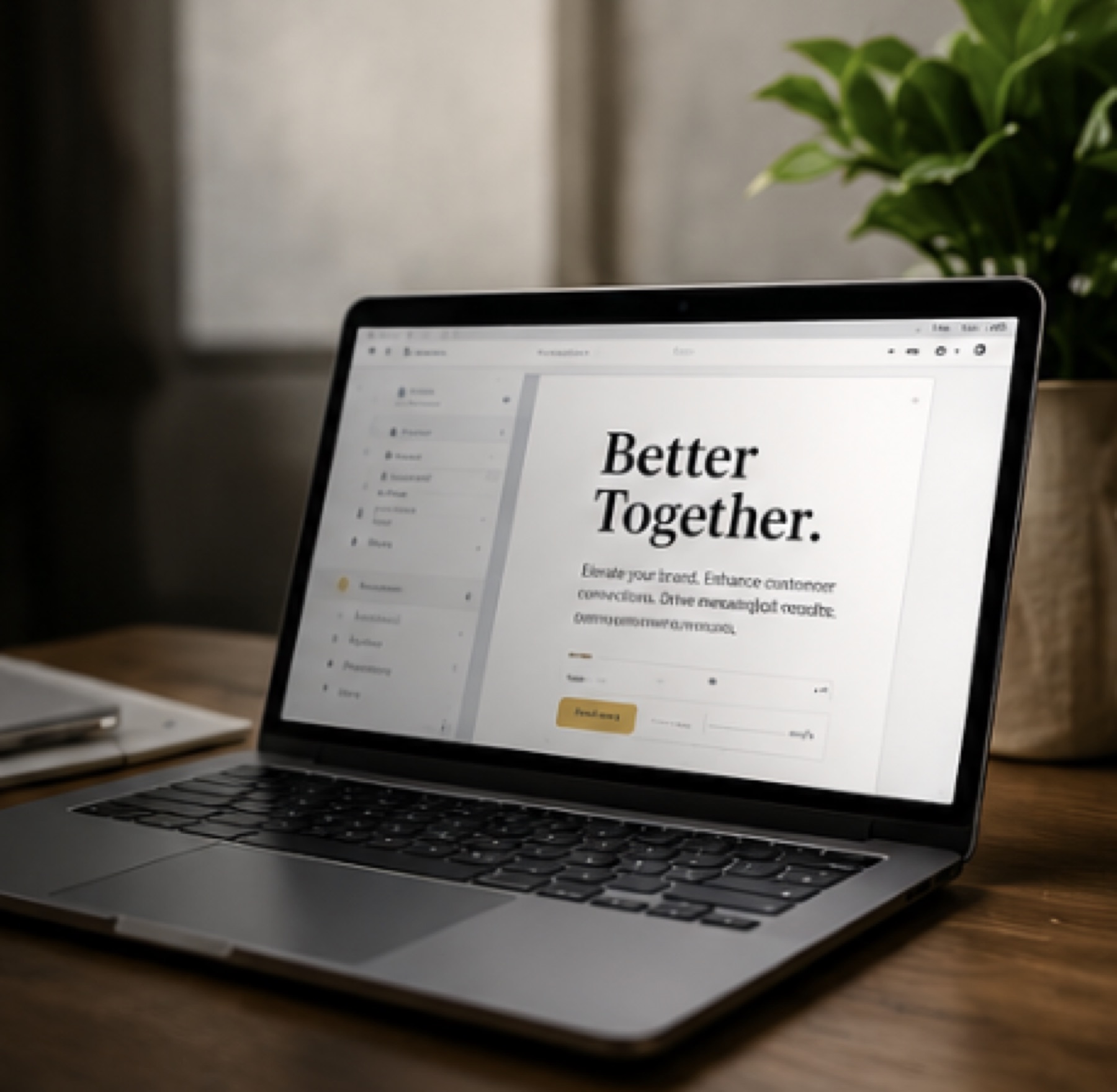 A laptop displaying an email campaign titled Better Together